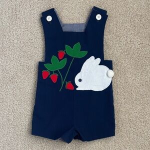 Vintage Hop Skip n Jump reversible bunny jon Jon romper, size 2T